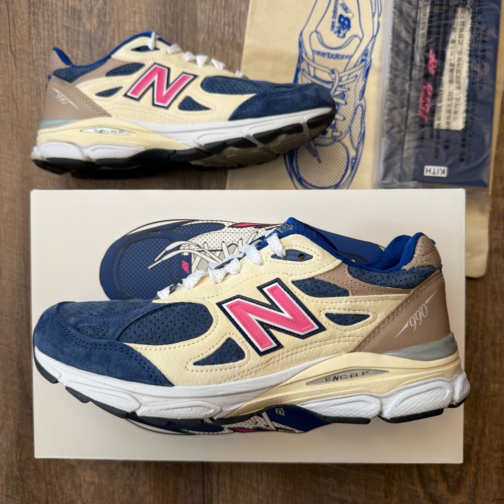 Kith x New Balance 990v3 Daytona Ronnie Fieg Blue Cream Pink